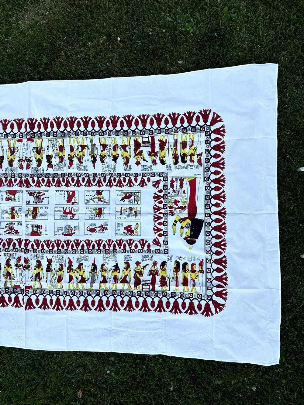 Egyptian Motif Cotton Dinner Napkins and Tablecloth